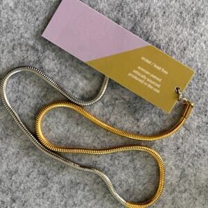 REVOLVE PETER & JUNE NWT Mixed Metal Silver Gold Snake Chain Necklace 18" Adjust